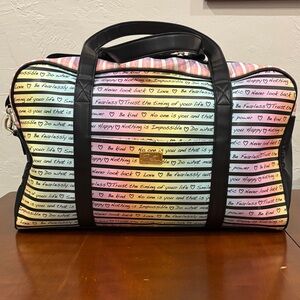 Betsy Johnson “Luv Betsy” Weekender Rainbow Script Travel Duffle
